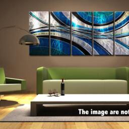 Abstract Metal Wall Art Sculpture - Blue Contemporary Decor - thumbnail 3