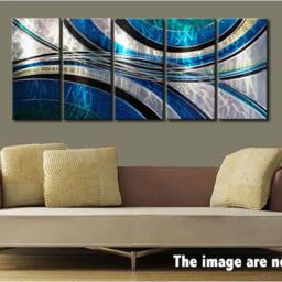 Abstract Metal Wall Art Sculpture - Blue Contemporary Decor - thumbnail 2