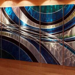 Abstract Metal Wall Art Sculpture - Blue Contemporary Decor - thumbnail 4