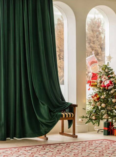 82 Colors, Er-78, A Pair Of Emerald Green Velvet Curtains , Living Room Curtains, Velvet Drapery Panels, Bedroom Custom Made - image 1