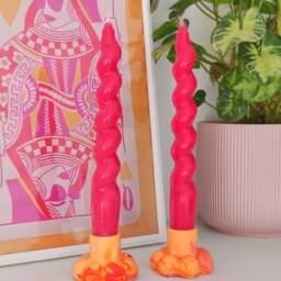 Jesmonite Twisted Taper Candle Holder - Marbled Retro Funky Home Decor - thumbnail 2