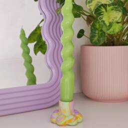 Jesmonite Twisted Taper Candle Holder - Marbled Retro Funky Home Decor - thumbnail 3