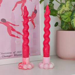 Jesmonite Twisted Taper Candle Holder - Marbled Retro Funky Home Decor - thumbnail 4