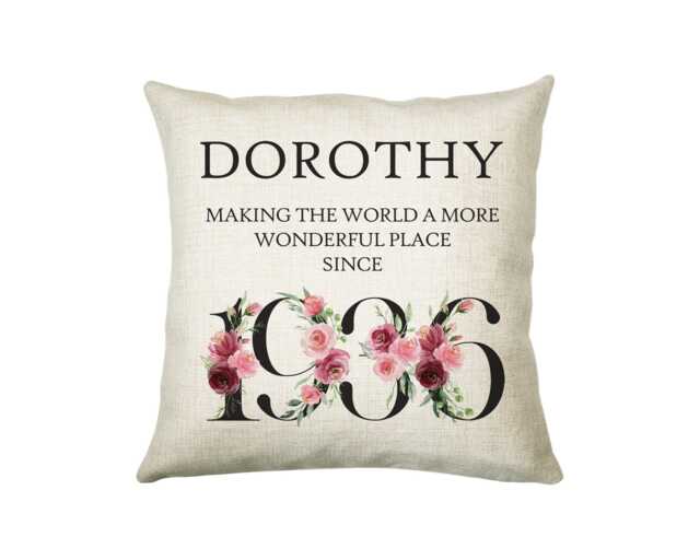 90Th Birthday Gift For Women - Personalised 1936 Cushion Age 90 Her Ladies Floral Design Mum Nan Gran Ninety Bnd90C - image 1