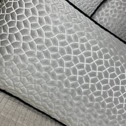 Prestigious Textiles Origami Platinum Fabric - Luxury Cushion Cover, Black Piped Pillow Cover Double Sided Throw Bed Sofa - thumbnail 2