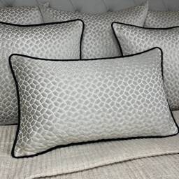 Prestigious Textiles Origami Platinum Fabric - Luxury Cushion Cover, Black Piped Pillow Cover Double Sided Throw Bed Sofa - thumbnail 1