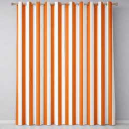 Orange & White Wavy Stripe Abstract Seamless Pattern Readymade Eyelet Ring Top Thermal 100% Blackout Curtains - thumbnail 2