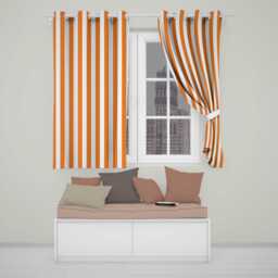 Orange & White Wavy Stripe Abstract Seamless Pattern Readymade Eyelet Ring Top Thermal 100% Blackout Curtains - thumbnail 1