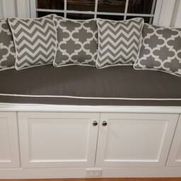 Linen Window Seat Cushion Cover, Grey With White Piping , Bench Cover, 42x 15x4 Daybed Mattress Cover , Any Size, Many Colors - thumbnail 4