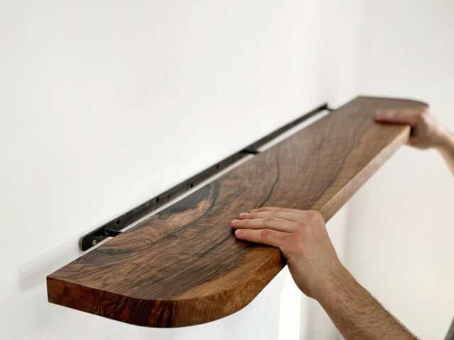 Walnut Rounded Shelf , Floating Wood Wall Decor - image 1