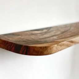 Walnut Rounded Shelf , Floating Wood Wall Decor - thumbnail 4