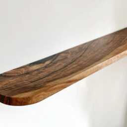 Walnut Rounded Shelf , Floating Wood Wall Decor - thumbnail 2