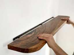 Walnut Rounded Shelf , Floating Wood Wall Decor
