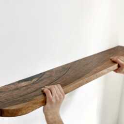 Walnut Rounded Shelf , Floating Wood Wall Decor - thumbnail 3