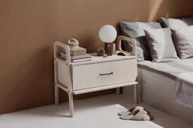 Mid Century Modern Plywood Nightstand Scandinavian Bedside Table - image 1