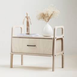 Mid Century Modern Plywood Nightstand Scandinavian Bedside Table - thumbnail 2