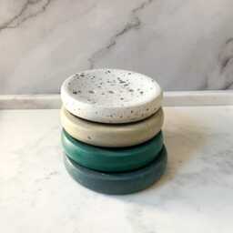 Terrazzo Cement Soap Dish With Drainage Holes - Bathroom Sink Accessory For Shampoo Bars - thumbnail 3