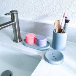 Terrazzo Cement Soap Dish With Drainage Holes - Bathroom Sink Accessory For Shampoo Bars - thumbnail 4