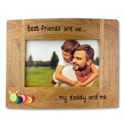 "Daddy & Me Best Friends Photo Frame - Dad, Uncle, Grandad Personalised Solid Oak Wooden Picture 6x4"" Or 7x5" - thumbnail 2