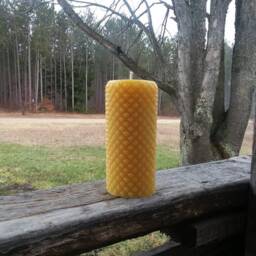 Michigan Beeswax Candle Diamond Cylinder Pillar, Rustic Farmhouse Decor - thumbnail 3