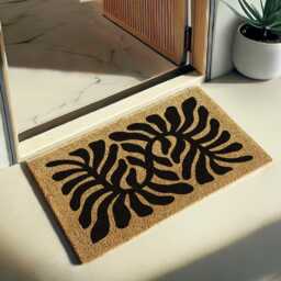 Modern Leaf Design Mat, Zigzag Doormat, Unique Entryway Rug, Nature Inspired Housewarming Gift, Gift For Her, Outdoor Rug - thumbnail 3