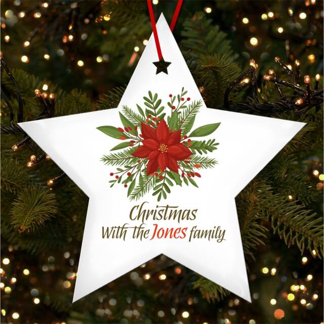 Floral Berries Family Personalised Christmas Tree Ornament Decoration