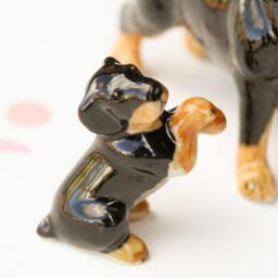 Set Of 4 Ceramic Rottweiler Dog Figurines - Handmade Glazed Animal Ornaments For Pet Lovers - thumbnail 2