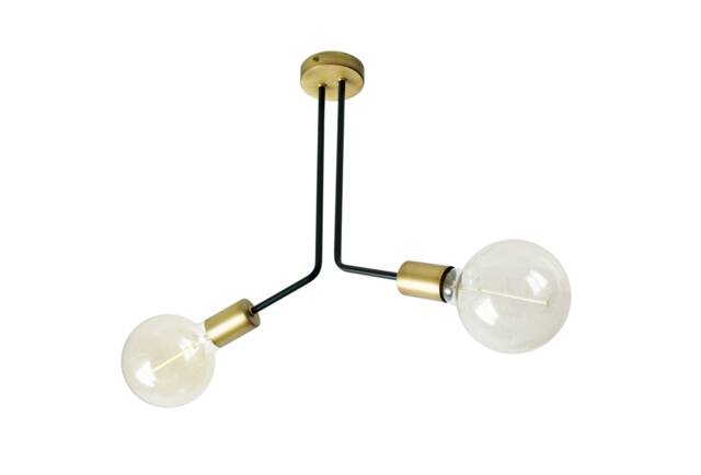 Uri - Black & Brass Ceiling Light Fixture With 2 Arms Mid Century Modern Design - image 1
