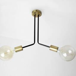 Uri - Black & Brass Ceiling Light Fixture With 2 Arms Mid Century Modern Design - thumbnail 2