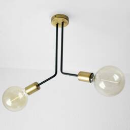 Uri - Black & Brass Ceiling Light Fixture With 2 Arms Mid Century Modern Design - thumbnail 3