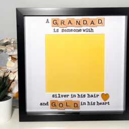 Grandad Photo Frame - Fathers Day Scrabble Gift Silver in His Hair Gold Heart - thumbnail 3