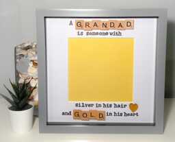 Grandad Photo Frame - Fathers Day Scrabble Gift Silver in His Hair Gold Heart - thumbnail 1