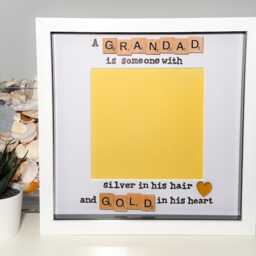 Grandad Photo Frame - Fathers Day Scrabble Gift Silver in His Hair Gold Heart - thumbnail 2