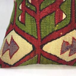 Vintage Turkish Kilim Pillow Cover, Handwoven Rustic Decor - 16x16 - thumbnail 3