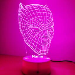 Personalised Superhero Night Light - Kids Bedroom Boys Gift Led Birthday Christmas Black Panther - thumbnail 4