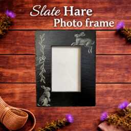 Engraved Slate Hare Photo Frame, Rustic Nature Decor, Personalised Gift