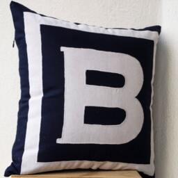 Monogram Pillow Cover, Cotton Anniversary Gift For Him, Nursery Boy Pillows, Monogrammed Pillow, Baby Shower, Birthday Housewarming - thumbnail 2