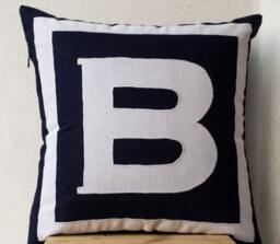 Monogram Pillow Cover, Cotton Anniversary Gift For Him, Nursery Boy Pillows, Monogrammed Pillow, Baby Shower, Birthday Housewarming - thumbnail 1