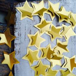 Holiday Decor, Gold Star Garland, Silver New Years Eve, Modern Christmas, Home Table Decor - thumbnail 1