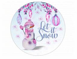 Let It Snow Wreath Sign, Christmas Snowman Pink Snowman, Xmas Let - thumbnail 1