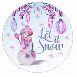 Let It Snow Wreath Sign, Christmas Snowman Pink Snowman, Xmas Let - thumbnail 3