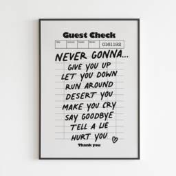 Rick Astley - Never Gonna Give You Up Lyrics Music A3 A4 A5 Wall Art Poster Print Gift - thumbnail 3