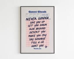 Rick Astley - Never Gonna Give You Up Lyrics Music A3 A4 A5 Wall Art Poster Print Gift - thumbnail 1