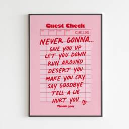 Rick Astley - Never Gonna Give You Up Lyrics Music A3 A4 A5 Wall Art Poster Print Gift - thumbnail 2