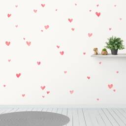 Fabric Wall Decal, Watercolour Hearts, Nursery Decor, Girls Room, Kids Stickers - thumbnail 2
