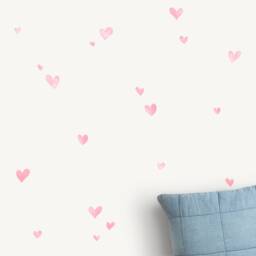Fabric Wall Decal, Watercolour Hearts, Nursery Decor, Girls Room, Kids Stickers
