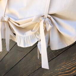Farmhouse Ruffled Curtain Country Kitchen Tie Up Valance Rustic Natural Beige Cotton Window French Shabby Living Room Ruffle Blind - thumbnail 3