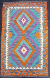 Kilim Rug, Handmade Artisan Afghan Turkish Aztec Natural Wool Boho Rug 142x89 cm - thumbnail 1
