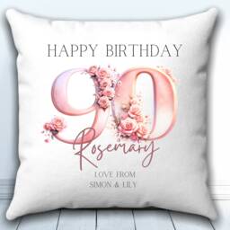 90Th Birthday Cushion, Birthday Gift For Her, Gifts Women, Personalised 90Th, Age Gift, Gift Grandma, For Nana, Mum, Auntie - thumbnail 2
