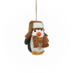 Arctic Explorer Penguin - Hanging Decoration Needle Felting Christmas Quriky Sustainable Eco-Friendly - thumbnail 2